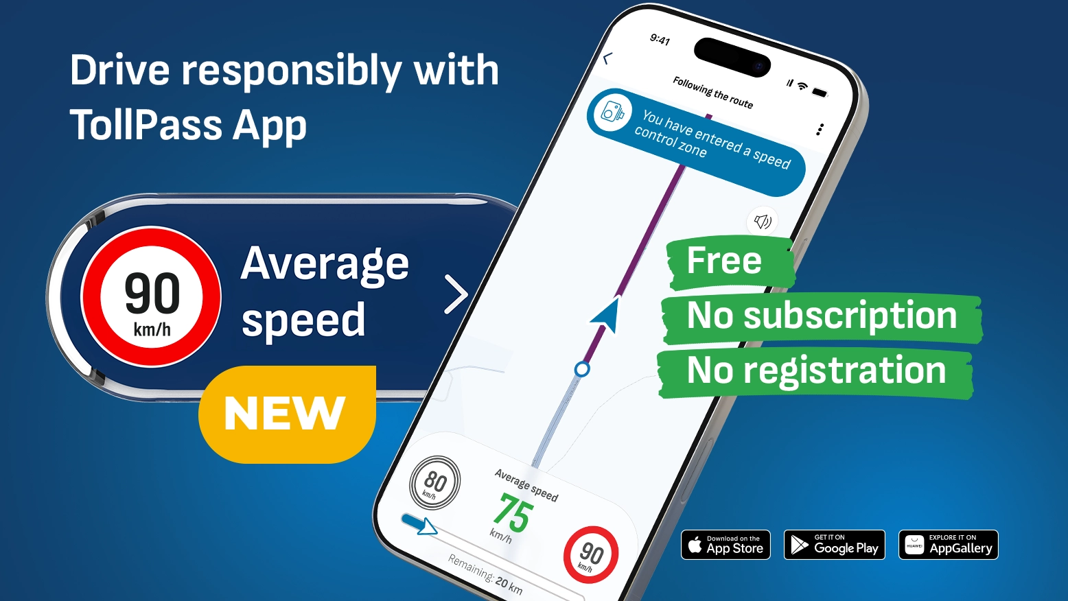 Average speed in TollPass App